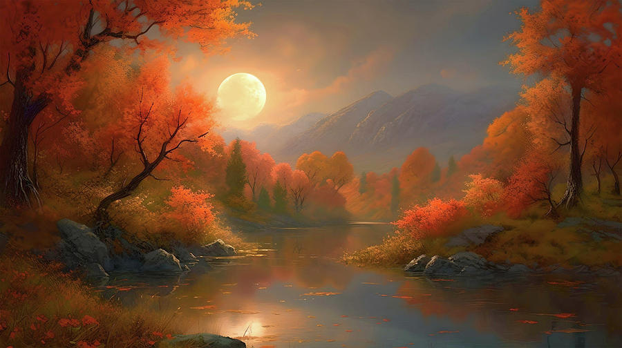 Autumn's Symphony - Colorful Trees, a Serene Lake, and Majestic ...