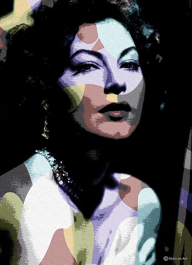Ava Gardner modernized portrait Mixed Media by Movie World Posters