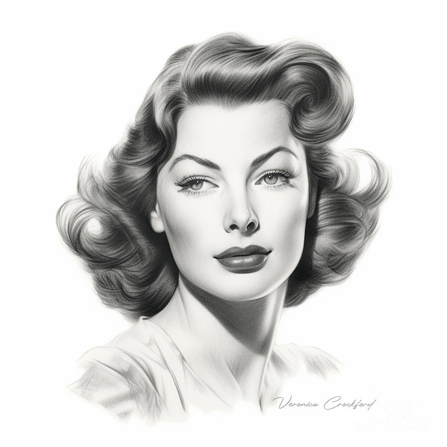 Ava Gardner Pencil Drawing Drawing by Veronica Crockford - Pixels