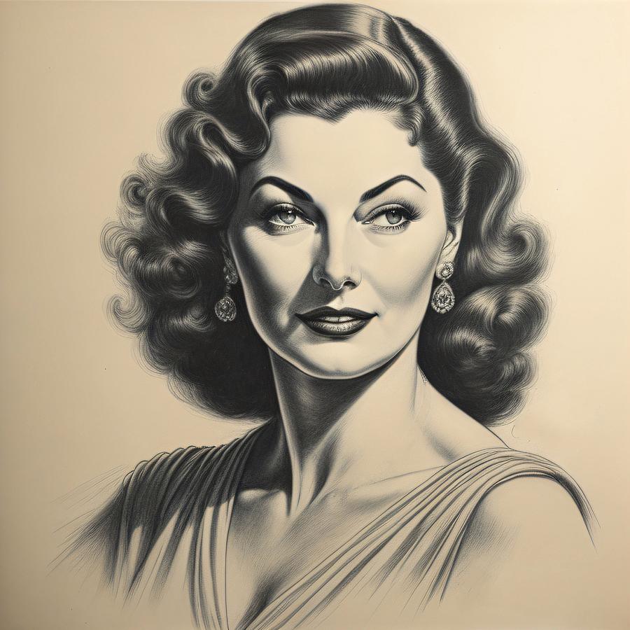 Ava Gardner Sketch Digital Art by Bob Smerecki - Fine Art America