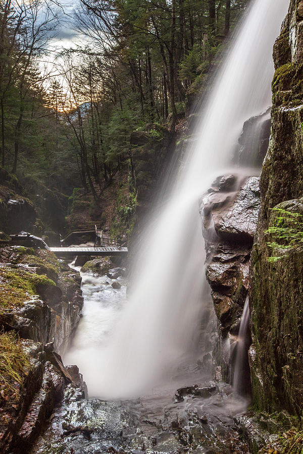 Avalanche Falls Flume Gorge Sunset Photograph by White Mountain Images
