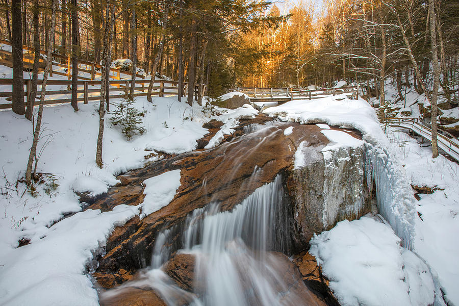 Avalanche Falls Winter Dusk Photograph by White Mountain Images
