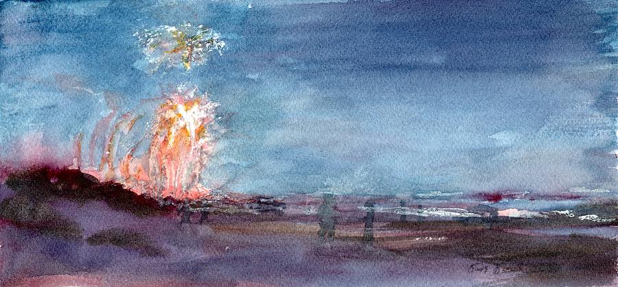 Avalon Fireworks, New Years Eve Painting by David Dorrell