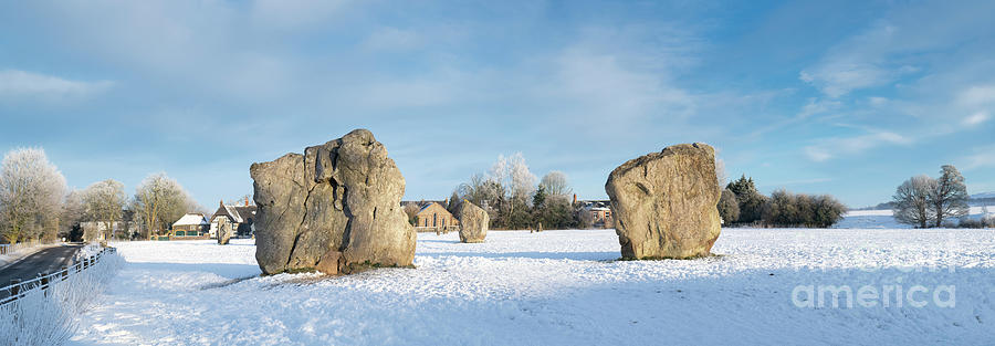 Winter Photograph - Avebury Standing Stones in the Winter Snow by Tim Gainey