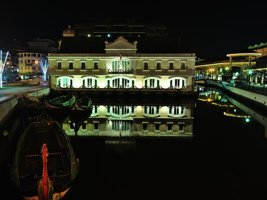 Architecture Photograph - Aveiro canal night scene by Angelo DeVal