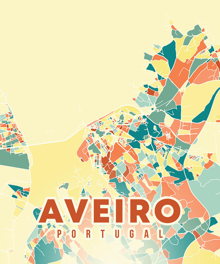 Aveiro Portugal Map Digital Art By Alexandru Chirila Fine Art America   Aveiro Portugal Map Alexandru Chirila 