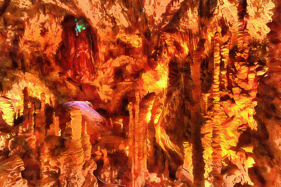 Aven dOrgnac, a dripstone cave in the south of France Digital Art by Gina Koch