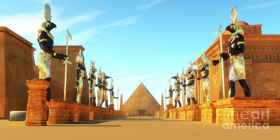 Avenue of Egyptian Pharaohs Digital Art by Corey Ford