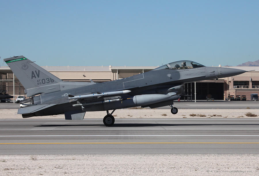 Aviano F-16 89-038 Recovers at Nellis Photograph by Custom Aviation Art