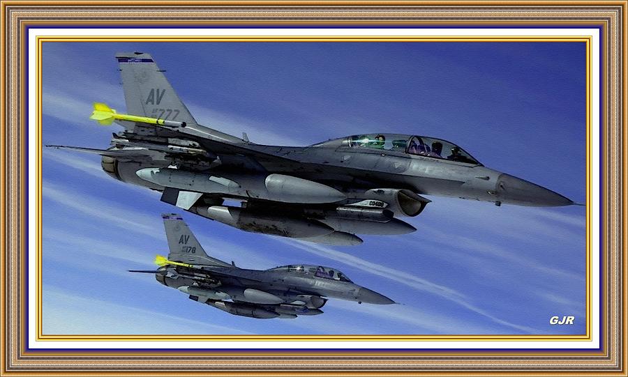 Aviation Art Catus 2 No. 2 - Fighter Jets On Assignment L A S - With Printed Frame. Photograph