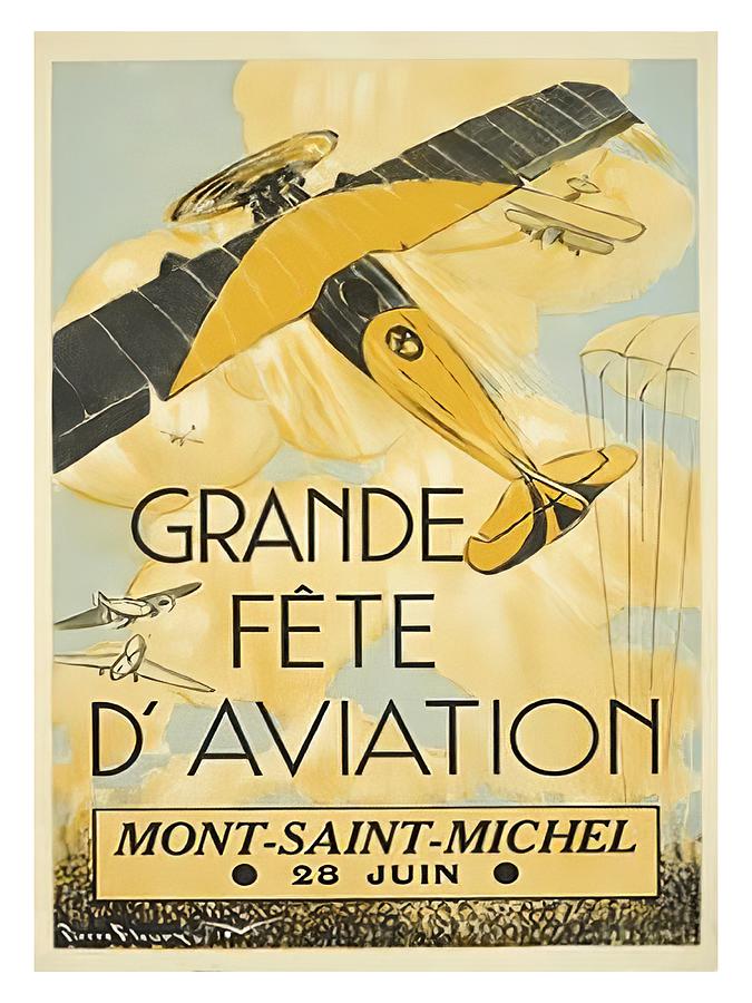 Aviation Festival at Mont St Michel, France Drawing by Chris Langley -  Pixels