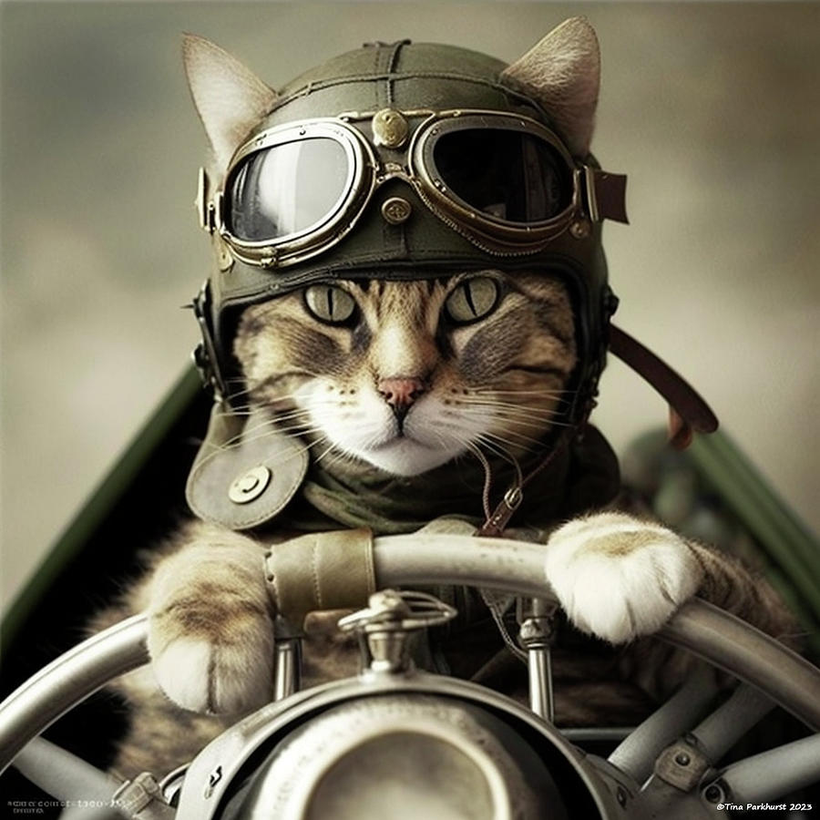 Aviator Cat 6 Digital Art by Tina Parkhurst - Fine Art America