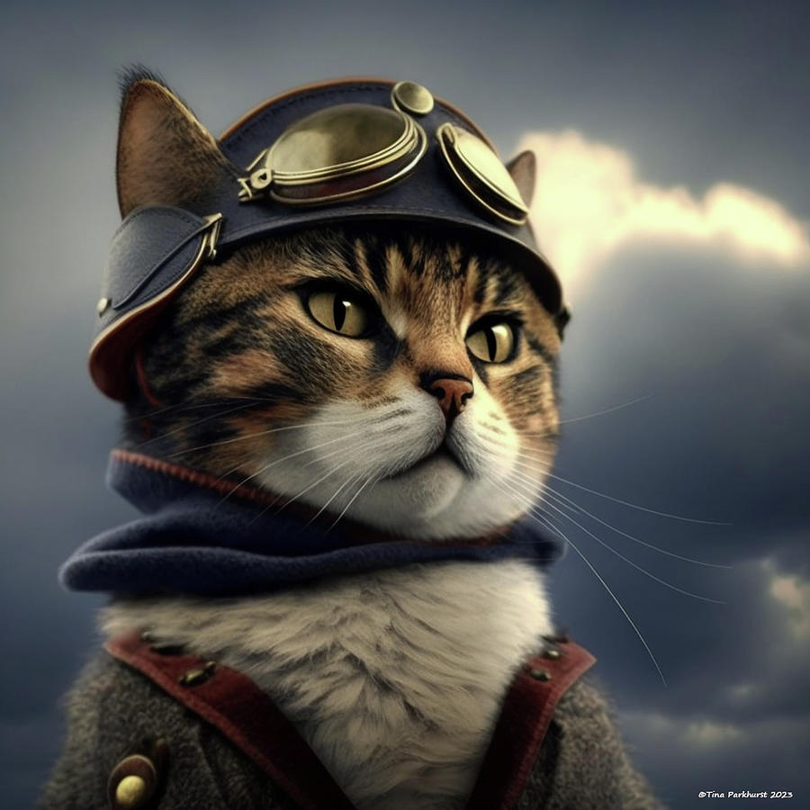 Aviator Cat 9 Digital Art By Tina Parkhurst - Fine Art America