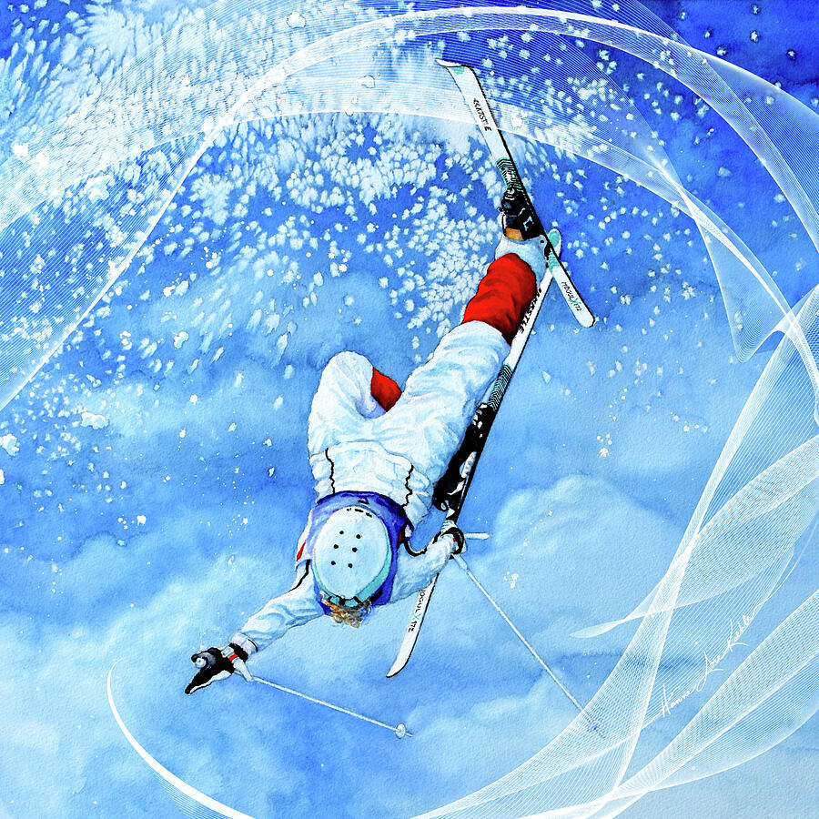 Skier Painting - AVIator Skier In Flight by Hanne Lore Koehler