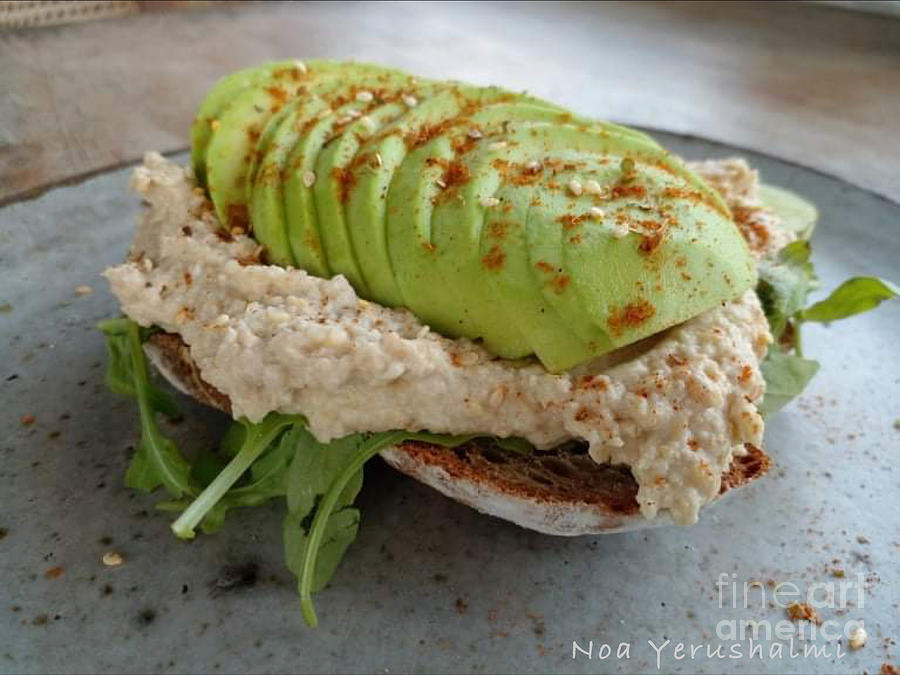 Avocado and Hummus on Sourdough bread  Photograph by Noa Yerushalmi