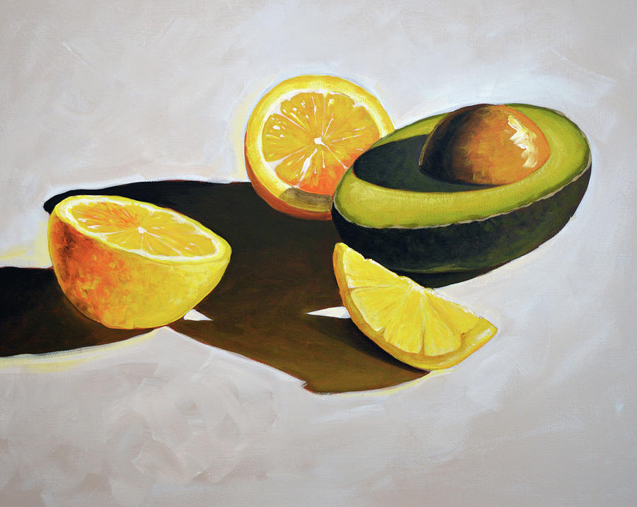 Avocado and Lemons Painting by Amy Giacomelli