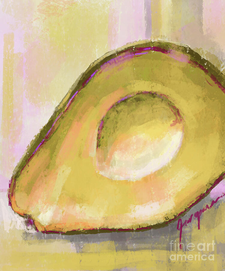 Avocado Half painting with no seed Digital Art by Patricia Awapara