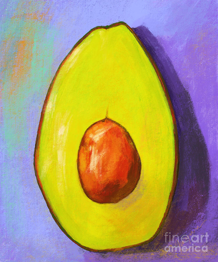 Avocado Half with Seed Kitchen Decor in Lavender Painting by Patricia Awapara