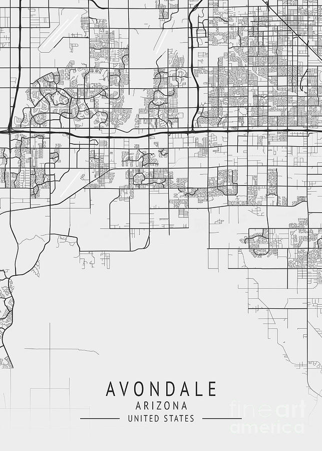 Avondale Arizona Us Gray City Map Digital Art By Tien Stencil Fine Art America 6941
