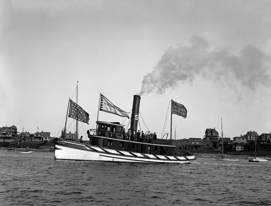 A.W. Chesterton Steamboat Sailing - Circa 1899 Photograph by War Is Hell Store