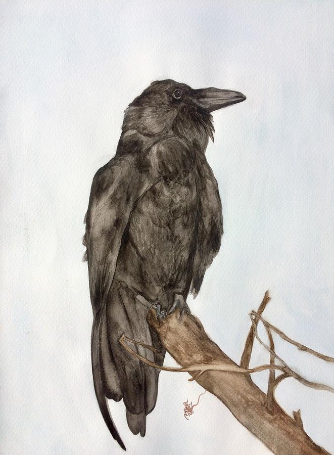 Crow Painting - Awakening Call by Tejsweena Krishan