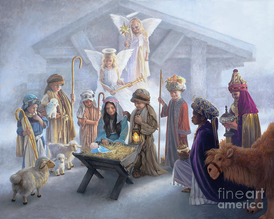 Jesus Christ Painting - Away in a Manger by Greg Olsen