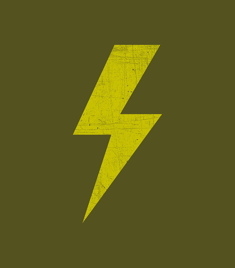 Awesome Retro Distressed Front Back Yellow Lightning Bolt Digital Art ...