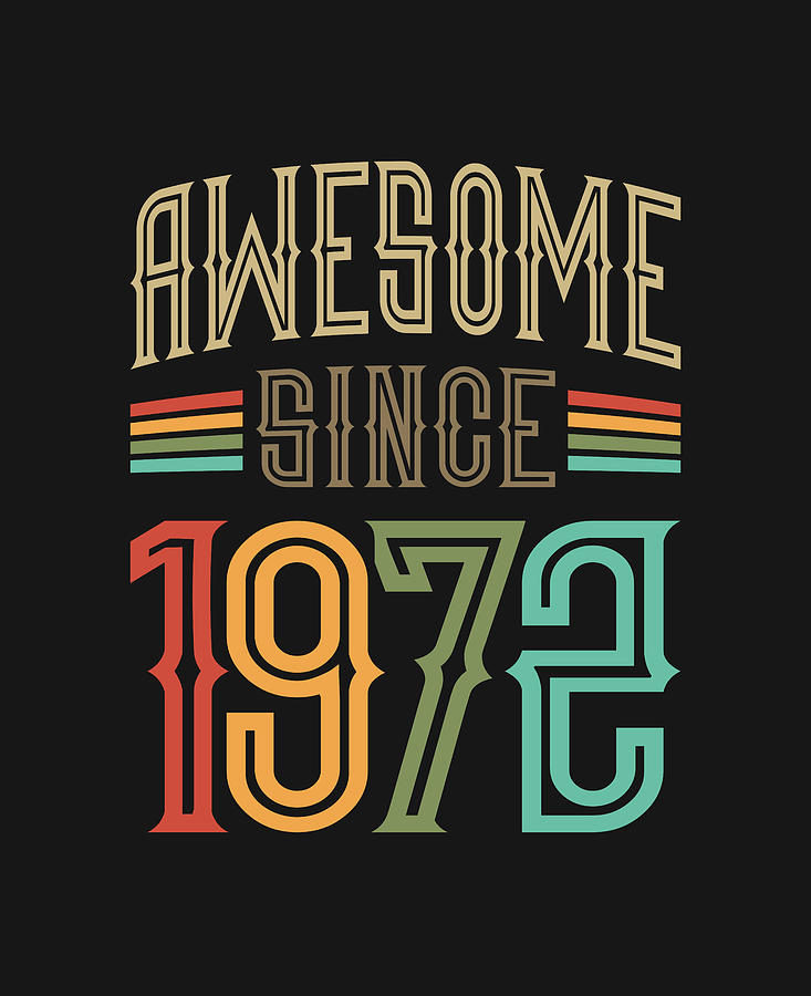 Awesome Since 1972 50th Birthday Funny Retro Digital Art by Cido Lopez ...