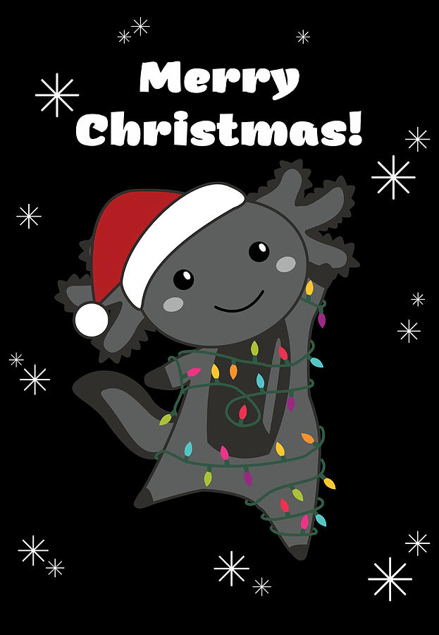 Axolotl Merry Christmas Winter Animals Axolotls Painting by Aiden Holly