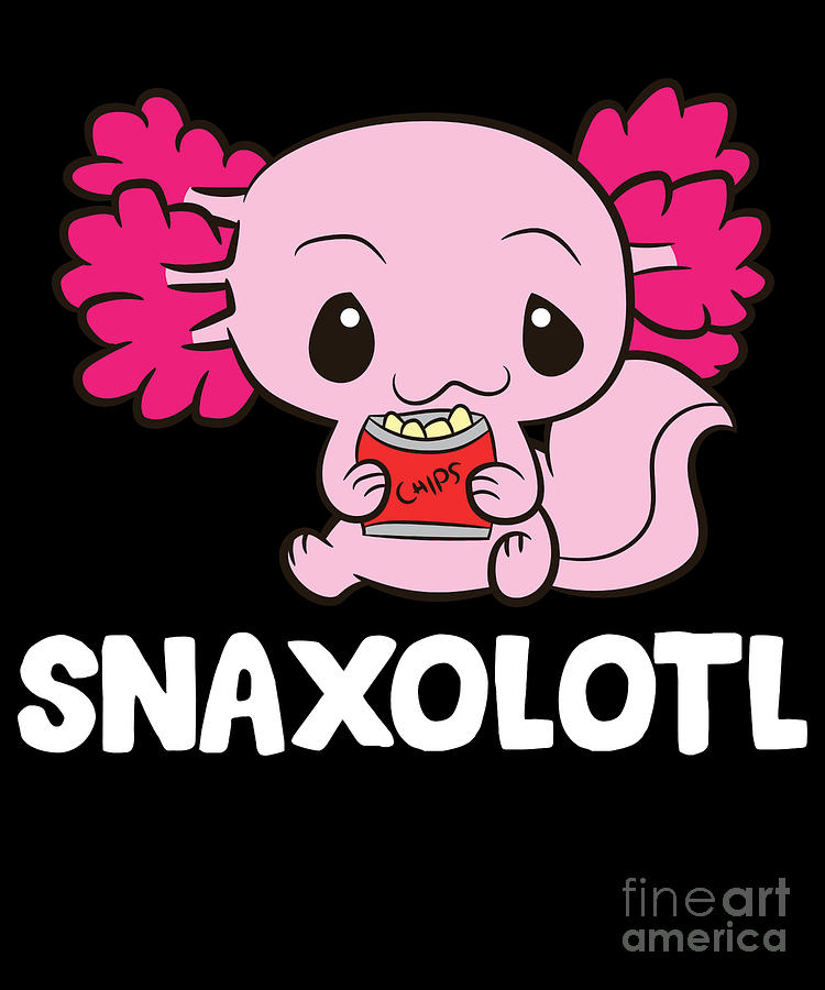 Axolotl Snacking Potato Chips Funny Snaxolotl Digital Art by EQ Designs ...