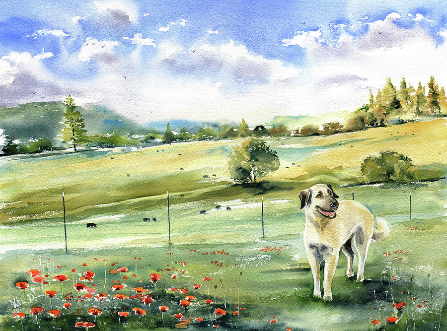 Ayla In The Hills of Central California Painting by Dora Hathazi Mendes
