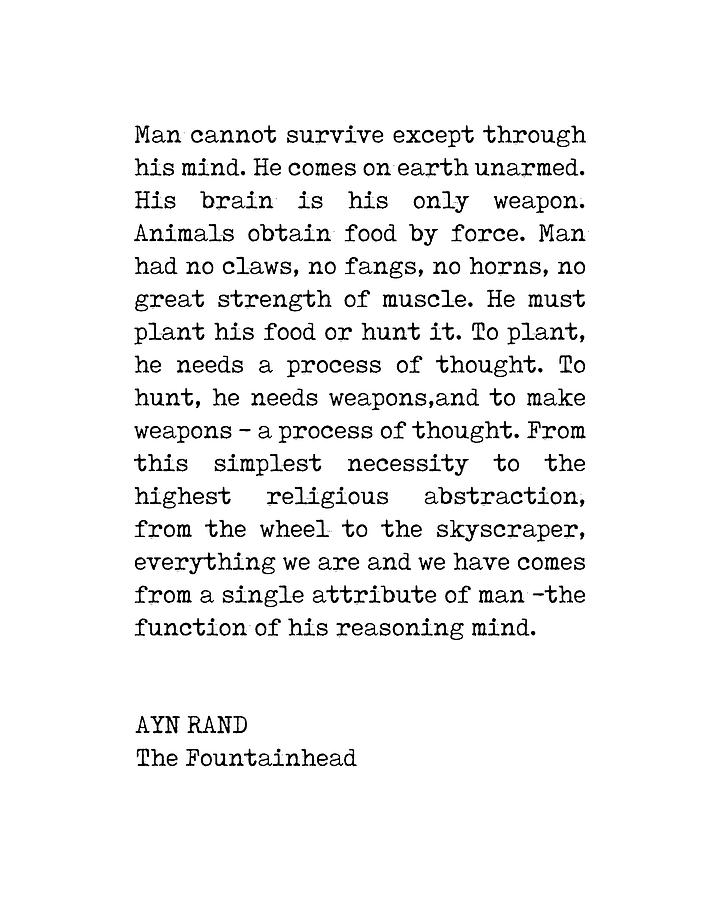 Ayn Rand Quote - The Fountainhead - Literature - Minimalist, Classic, Typewriter Print - Inspiring Digital Art by Studio Grafiikka