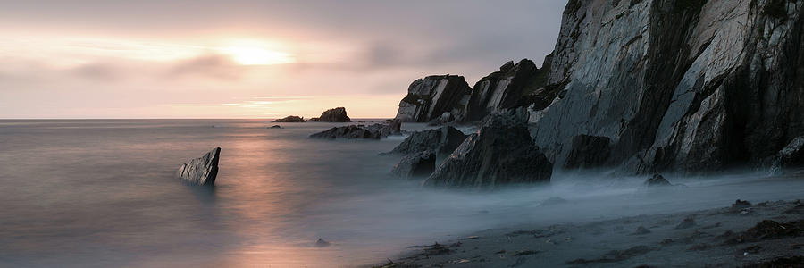 Ayrmer-cove-south-hams-devon-coast-beach-sunset-panorma Photograph by Sonny Ryse