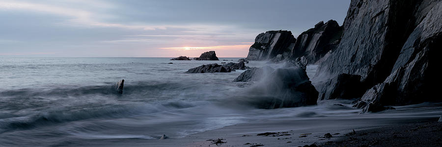 Ayrmer-cove-south-hams-devon-coast-beach-sunset-waves-panorama Photograph by Sonny Ryse