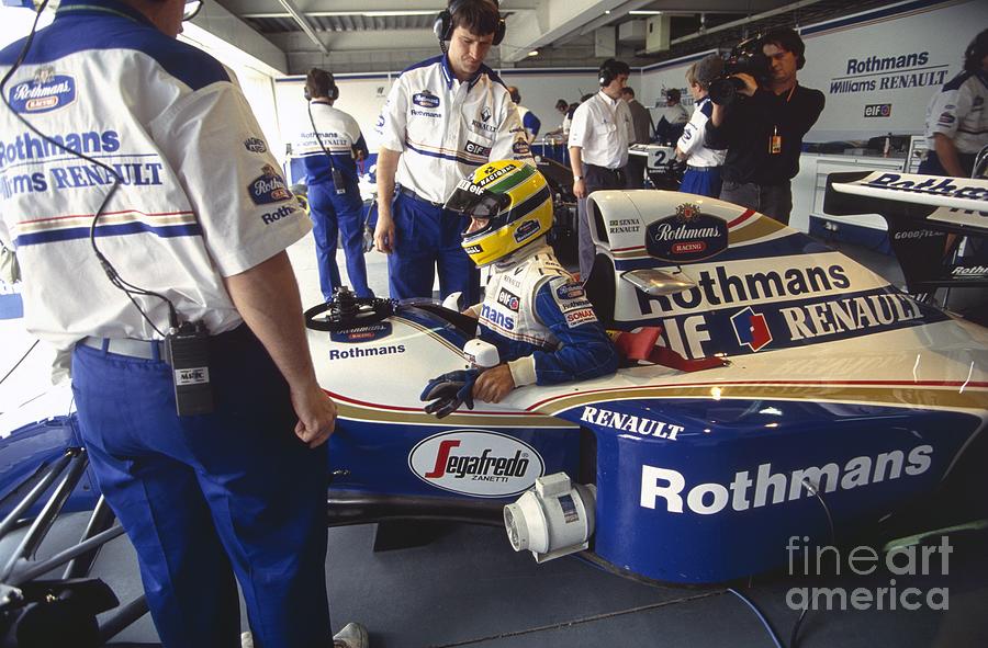 Ayrton Senna and Mechanics. 1994 Pacific Grand Prix Photograph by Oleg Konin