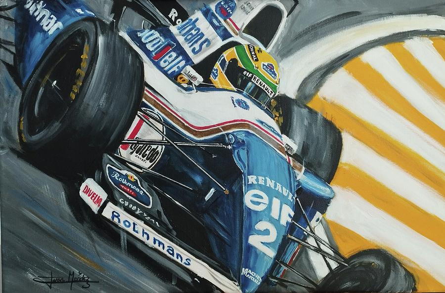 Senna Painting - Ayrton Senna and Williams by Juan Mendez