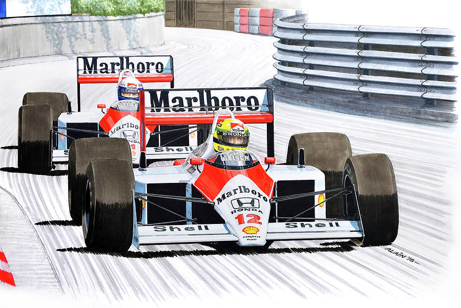 revolution Meal Dismiss Ayrton Senna - McLaren MP4/4 - 1988 Monaco GP Drawing by Alain Longueville  - Fine Art America
