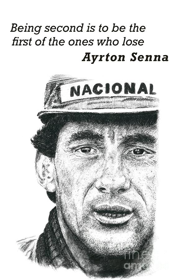 Ayrton Senna Pencil Portrait Drawing by Moospeed Art