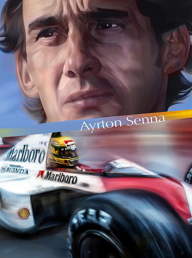 Ayrton Senna TributeRacing poster  Mixed Media by Mark Tonelli