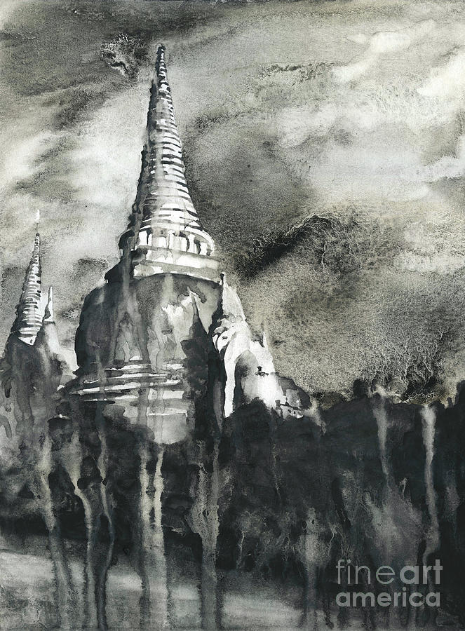 Ayutthaya Ruins- Thailand Painting by Ryan Fox