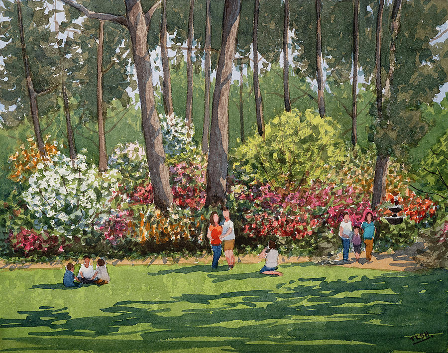 Azalea Gardens Painting by Tesh Parekh