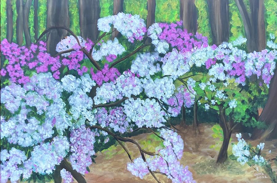 Azaleas At Norfolk Gardens Painting by Gitta Brewster