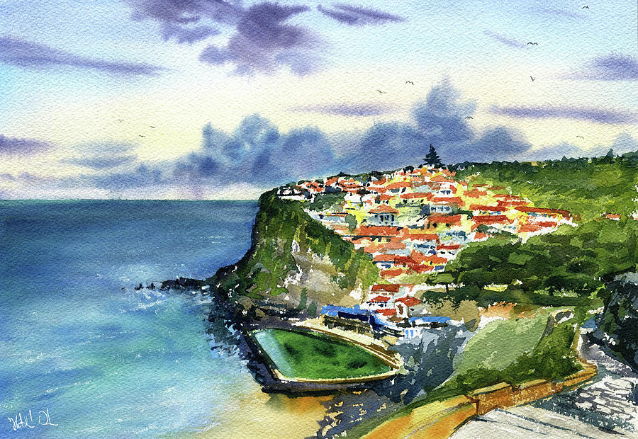 Azenhas Do Mar Portugal Painting Painting by Dora Hathazi Mendes