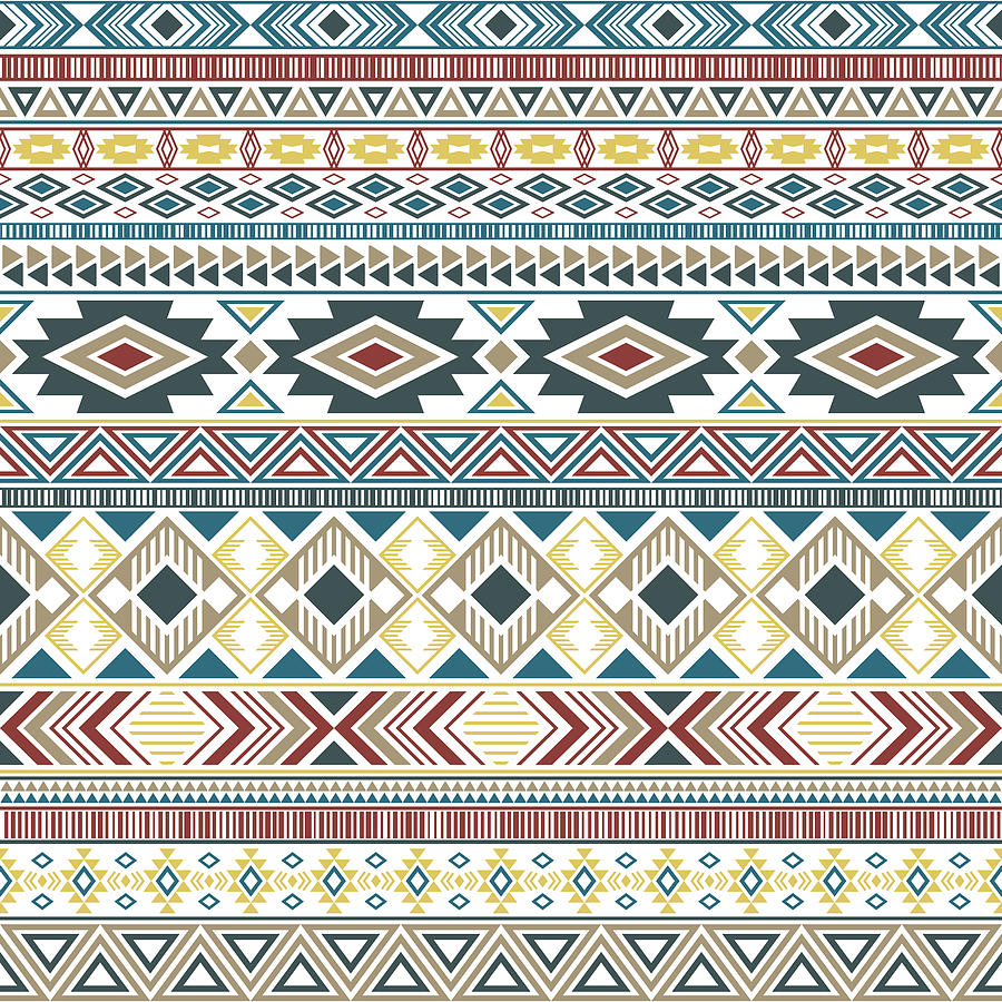 Vintage Drawing - Aztec american indian pattern tribal ethnic motifs geometric seamless pattern by Julien