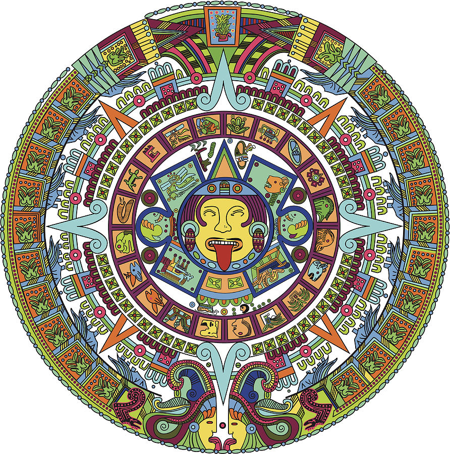 Aztec Calendar Illustration Drawing by Vndrpttn