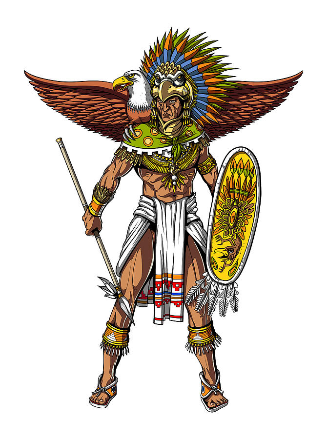 Aztec Warrior Digital Art - Aztec Eagle Warrior  by Nikolay Todorov