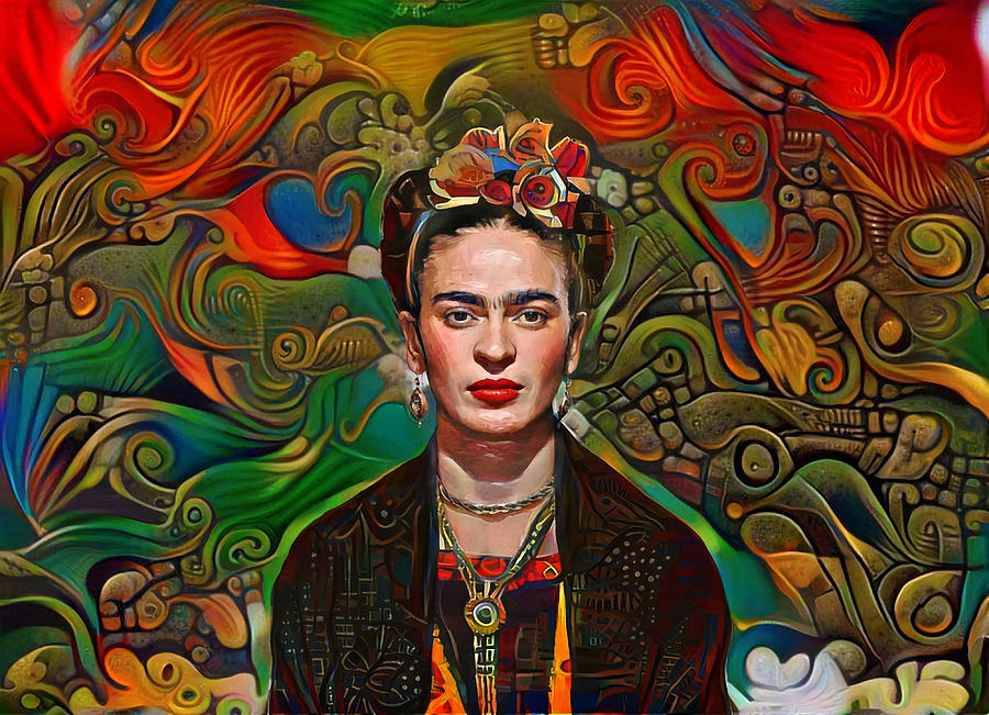 Aztec Frida Poster red Painting by Dan Joel - Fine Art America