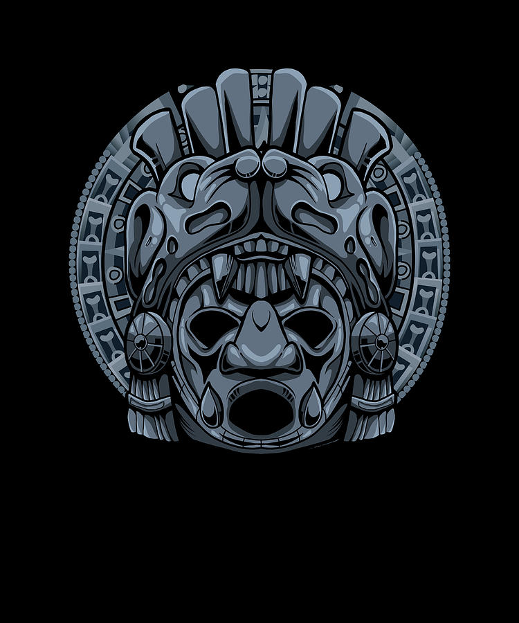 Christmas Digital Art - Aztec Inca Maya Culture Art Skull Warrior by Mercoat UG Haftungsbeschraenkt