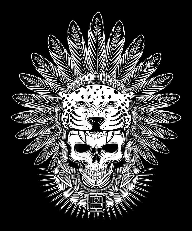 Cool Digital Art - Aztec Jaguar Warrior Skull Native Mexica Healing by Shannon Nelson Art