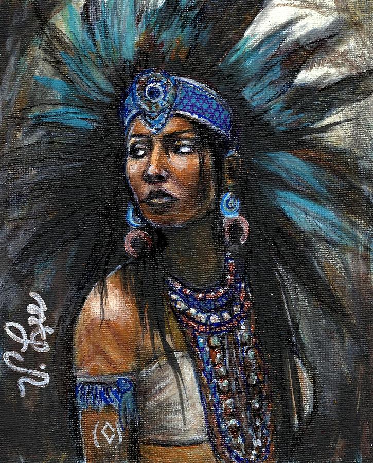 Aztec Princess Warrior Painting by VLee Watson